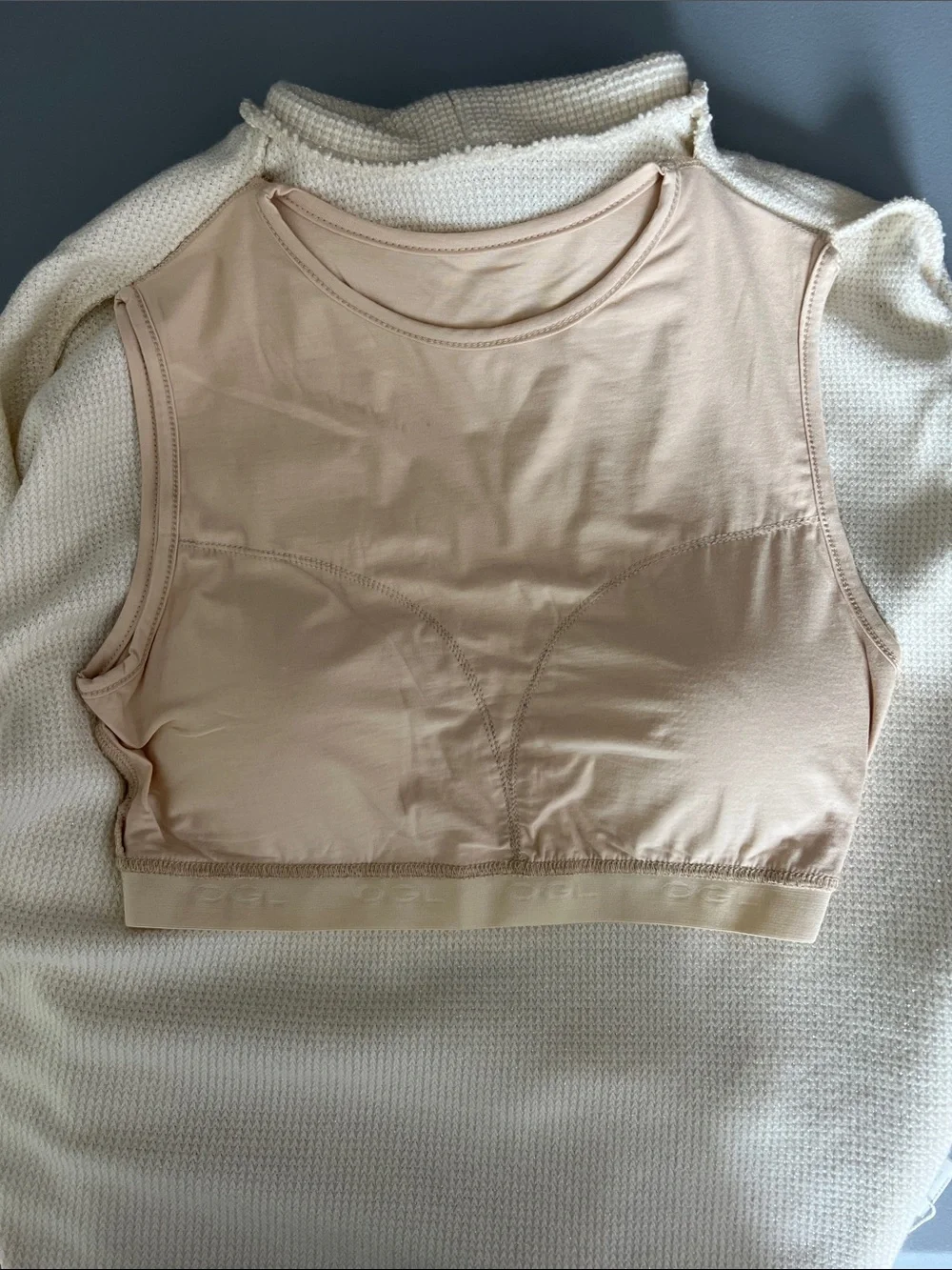 NWT OGL Shimmering Tinsel Knit Turtleneck Brami Top - Light Ivory Size M